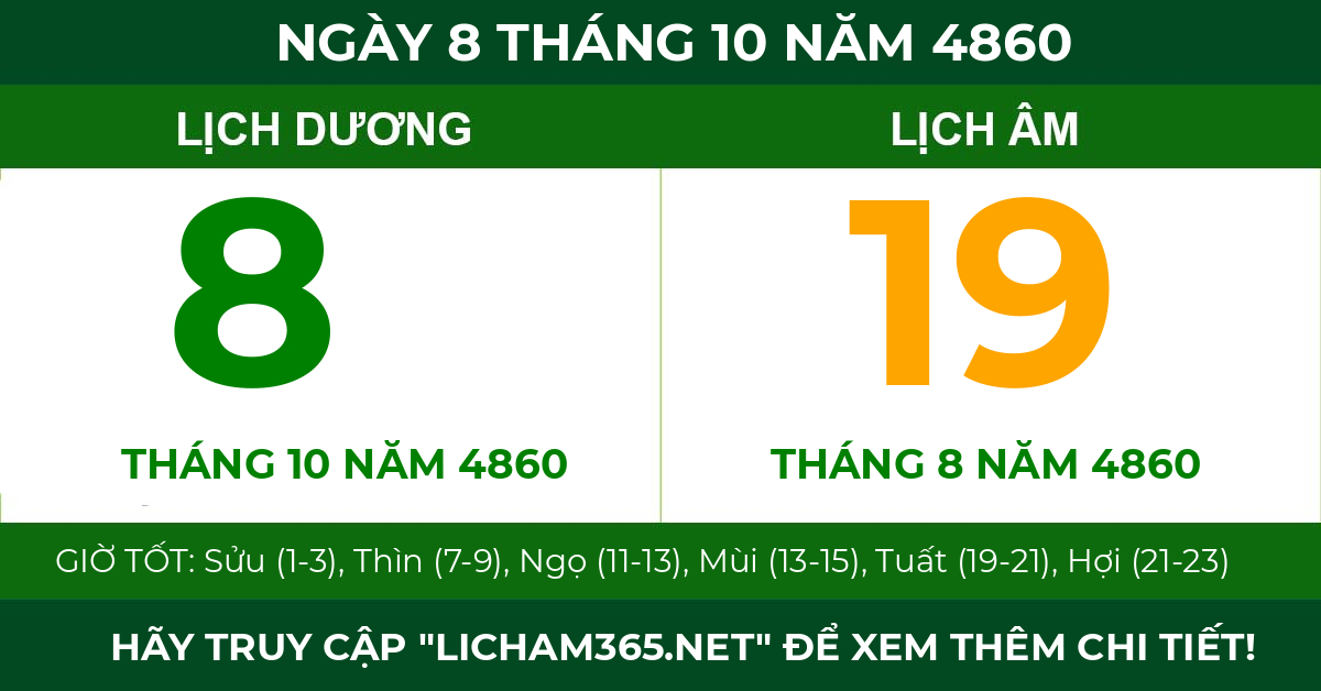 lịch âm ngày 8 tháng 10 năm 4860