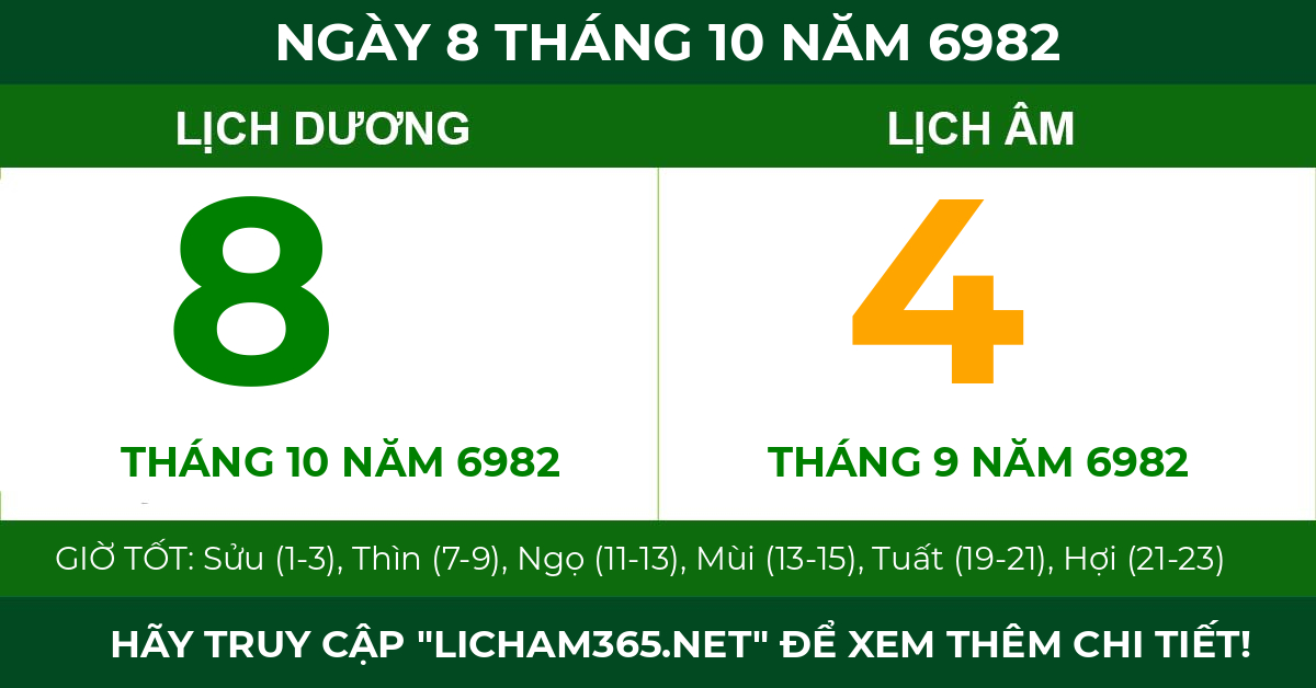 lịch âm ngày 8 tháng 10 năm 6982
