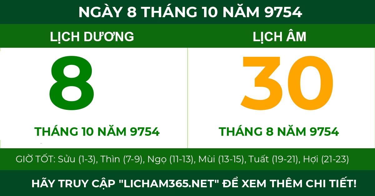 lịch âm ngày 8 tháng 10 năm 9754