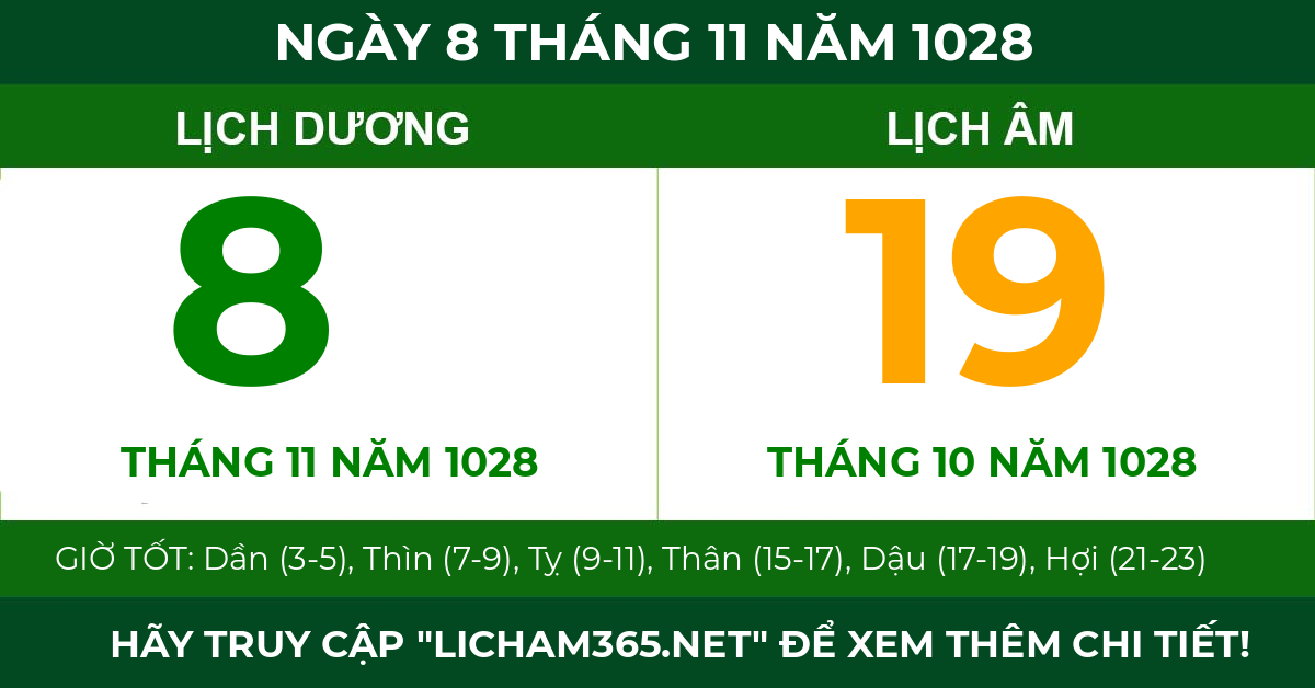 lịch âm ngày 8 tháng 11 năm 1028