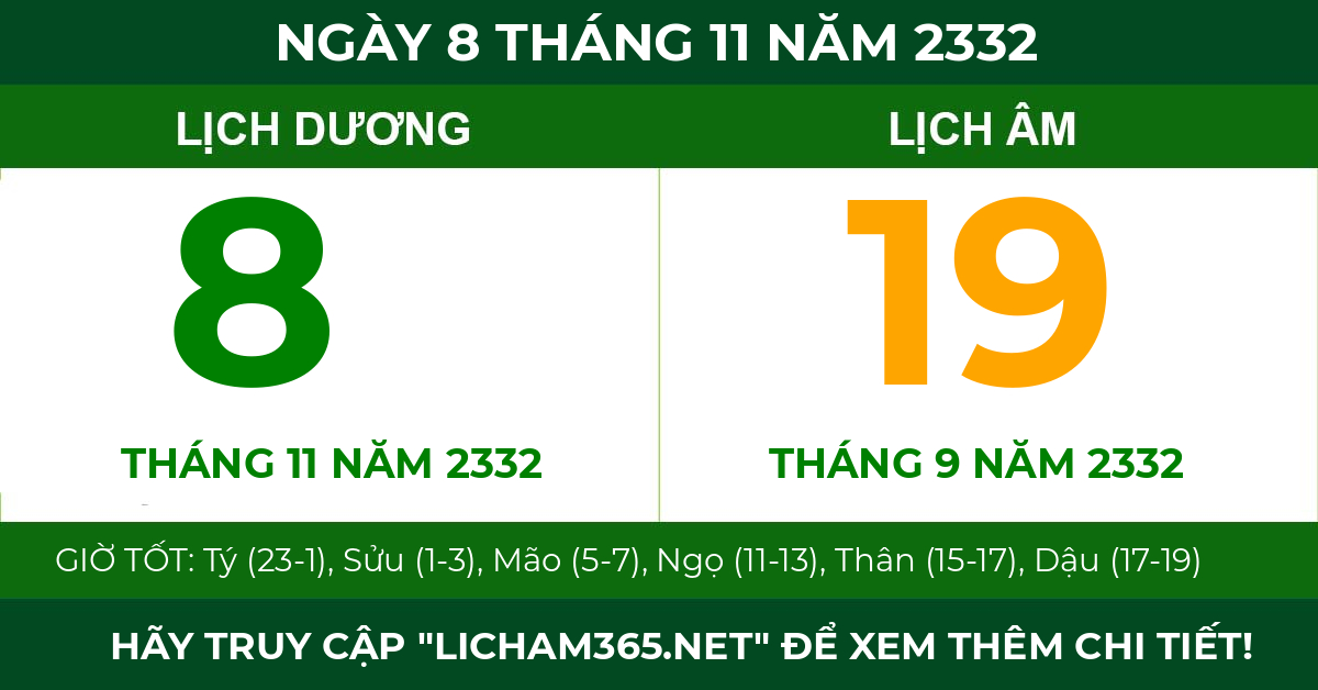 lịch âm ngày 8 tháng 11 năm 2332