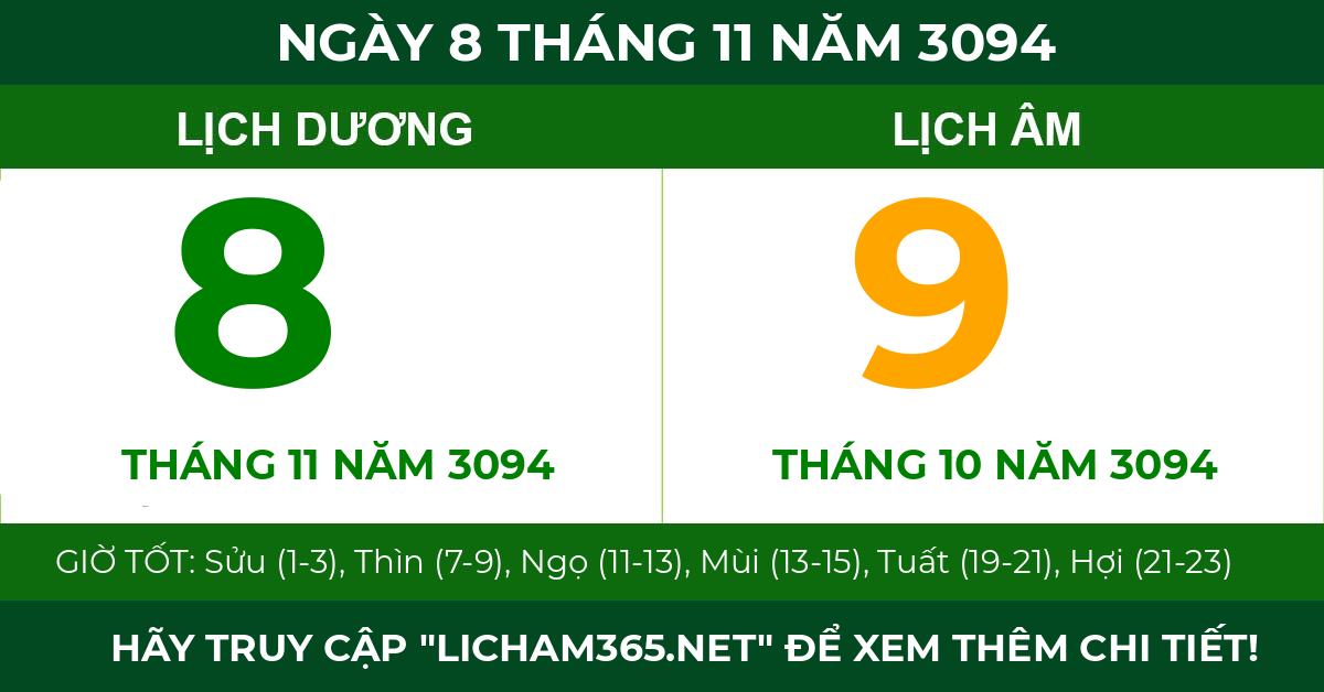 lịch âm ngày 8 tháng 11 năm 3094