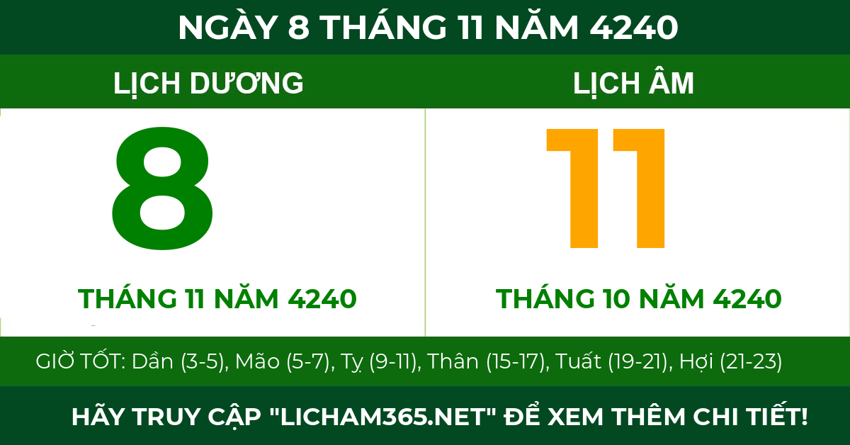 lịch âm ngày 8 tháng 11 năm 4240