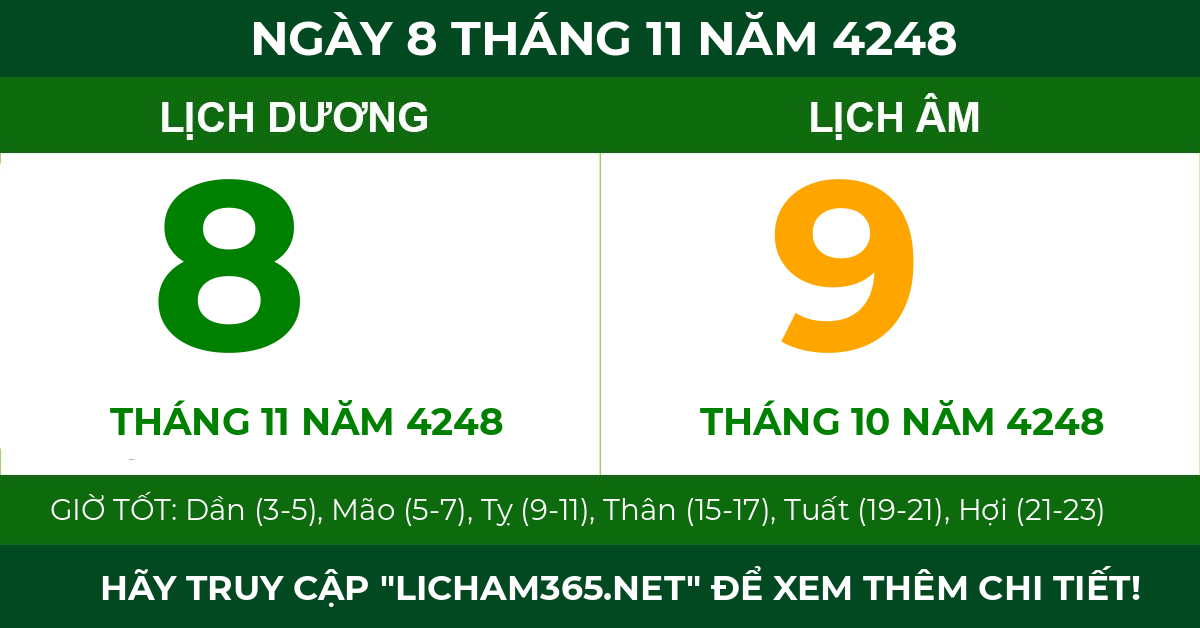lịch âm ngày 8 tháng 11 năm 4248