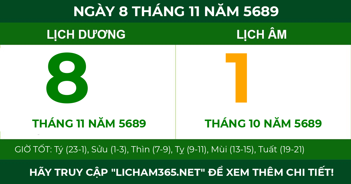 lịch âm ngày 8 tháng 11 năm 5689
