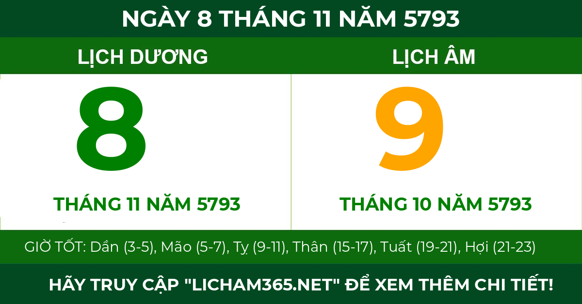 lịch âm ngày 8 tháng 11 năm 5793