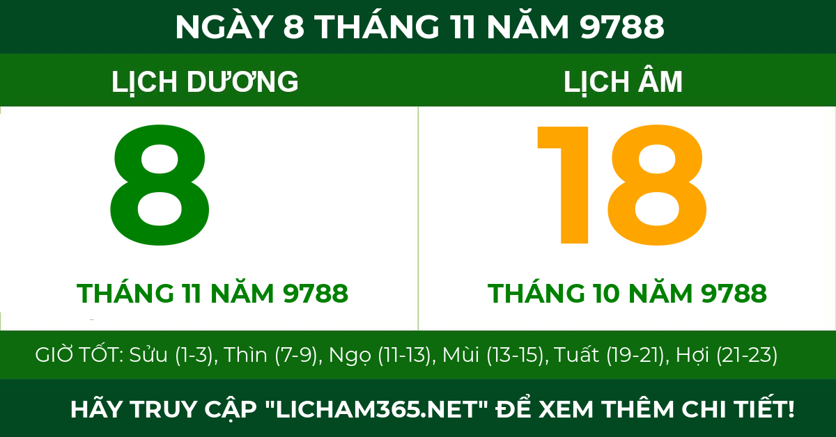 lịch âm ngày 8 tháng 11 năm 9788