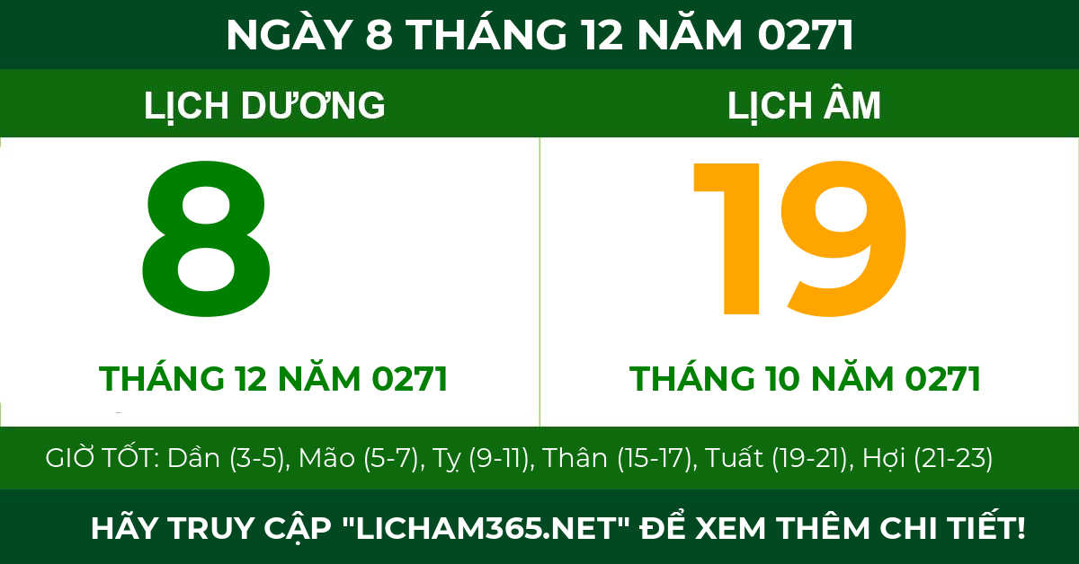 lịch âm ngày 8 tháng 12 năm 0271