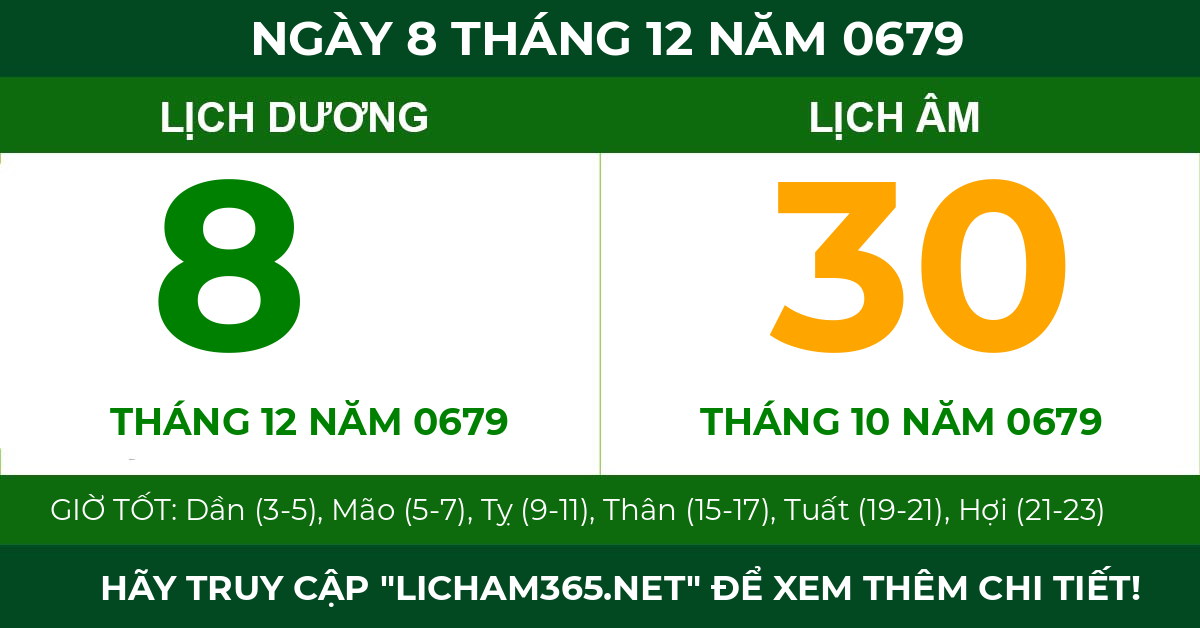 lịch âm ngày 8 tháng 12 năm 0679
