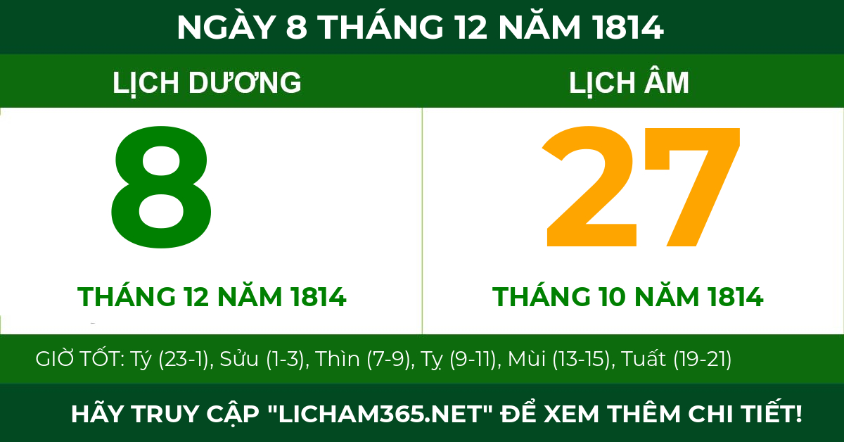lịch âm ngày 8 tháng 12 năm 1814