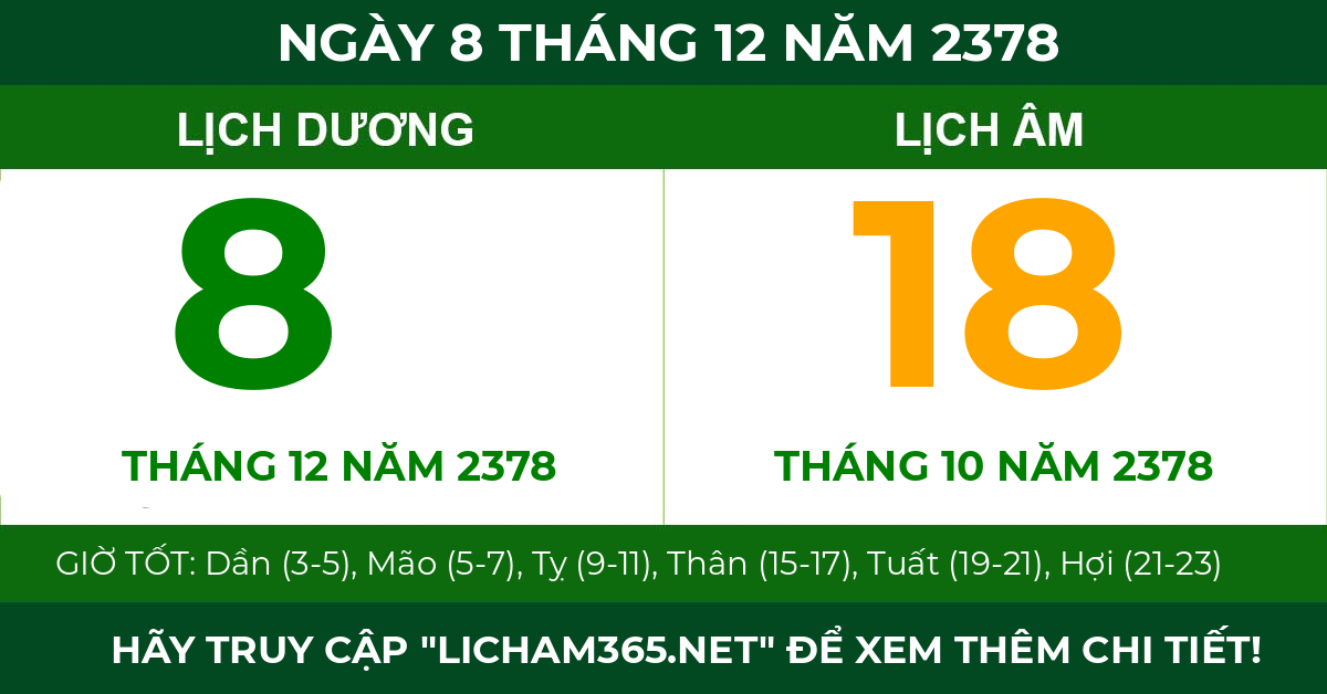 lịch âm ngày 8 tháng 12 năm 2378