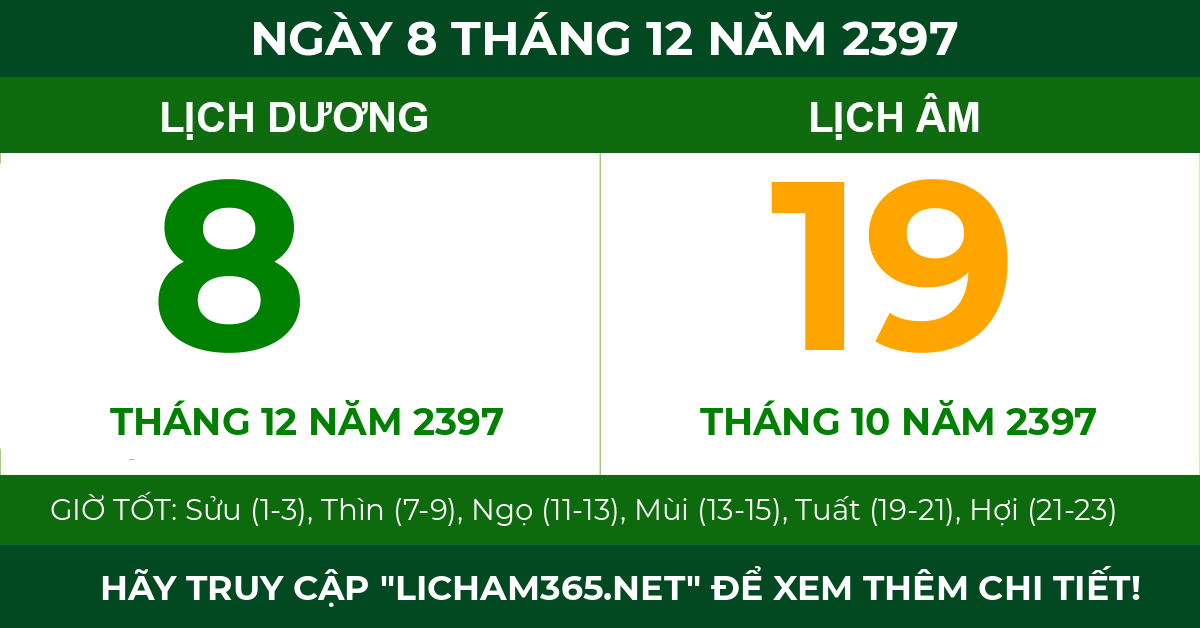 lịch âm ngày 8 tháng 12 năm 2397
