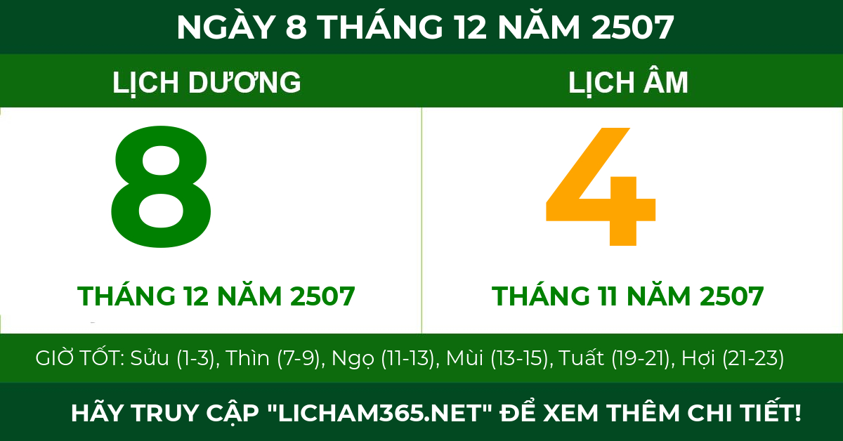 lịch âm ngày 8 tháng 12 năm 2507