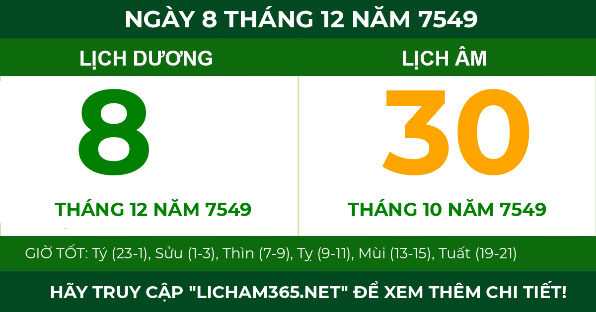 lịch âm ngày 8 tháng 12 năm 7549