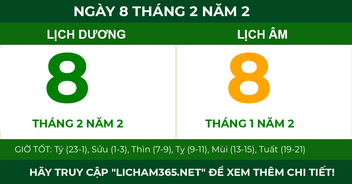 lịch âm ngày 8 tháng 2 năm 2