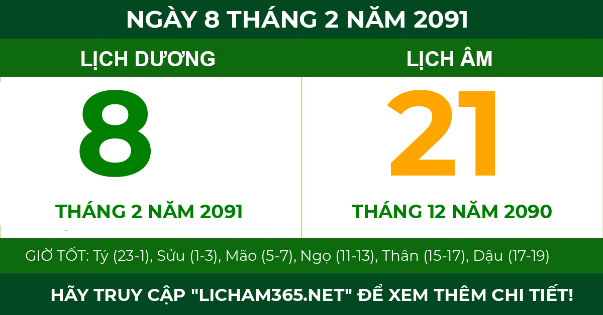 lịch âm ngày 8 tháng 2 năm 2091