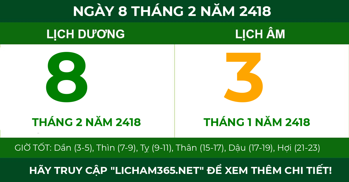 lịch âm ngày 8 tháng 2 năm 2418