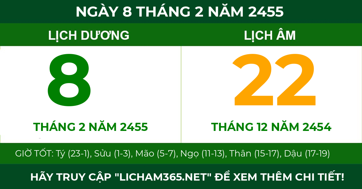 lịch âm ngày 8 tháng 2 năm 2455
