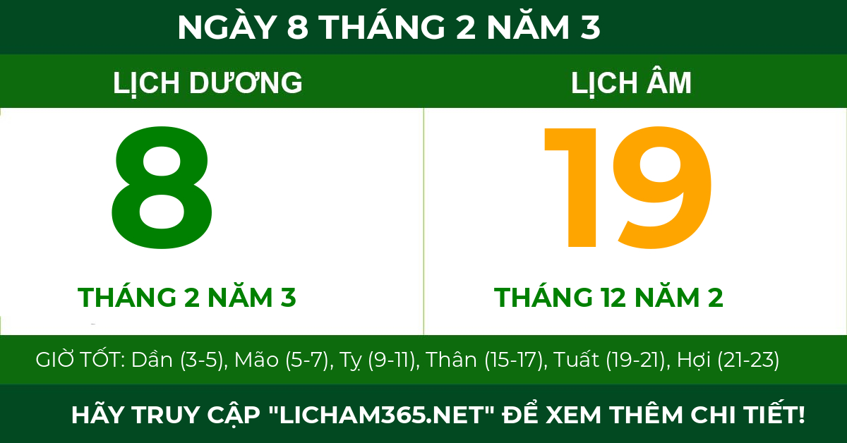 lịch âm ngày 8 tháng 2 năm 3