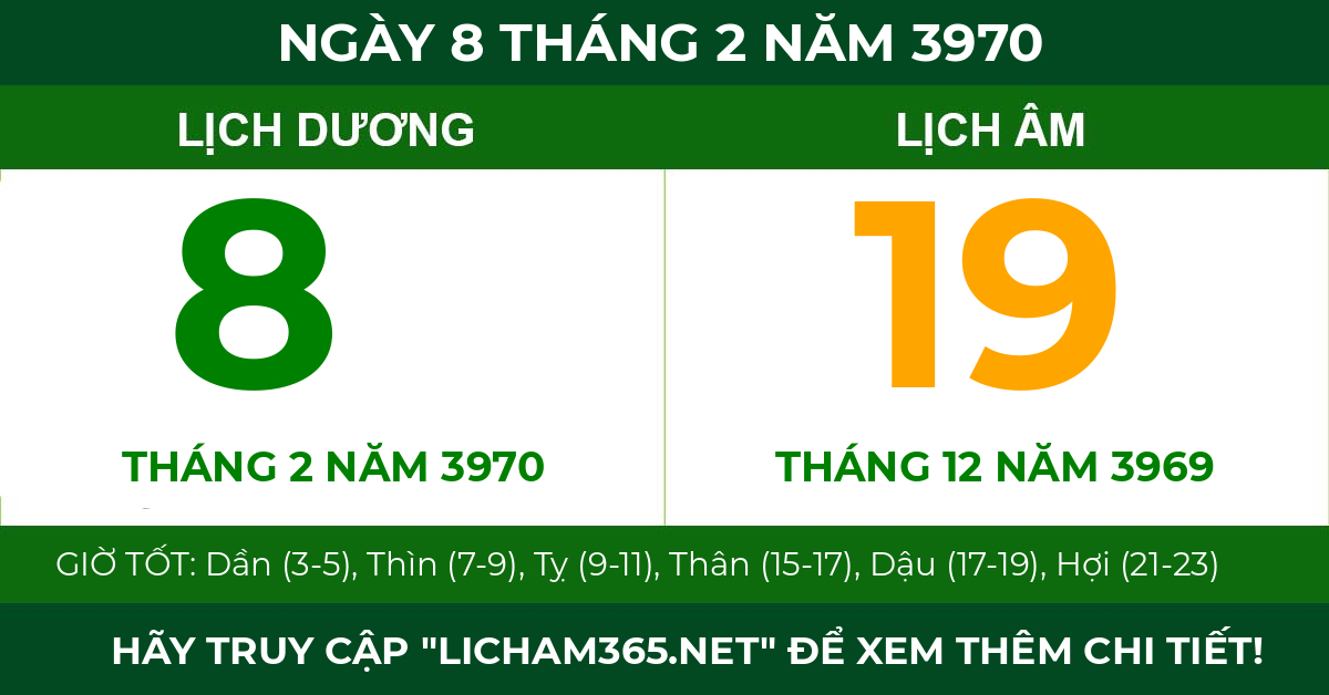 lịch âm ngày 8 tháng 2 năm 3970