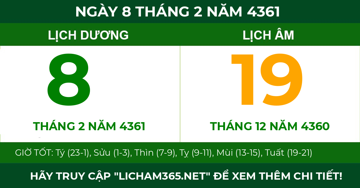 lịch âm ngày 8 tháng 2 năm 4361