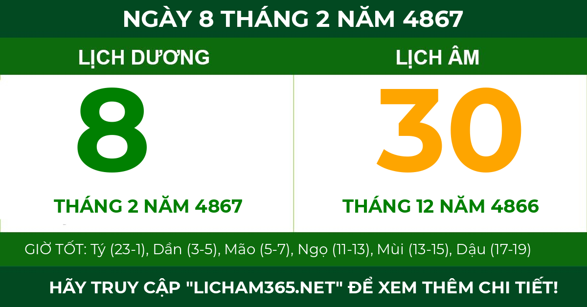 lịch âm ngày 8 tháng 2 năm 4867