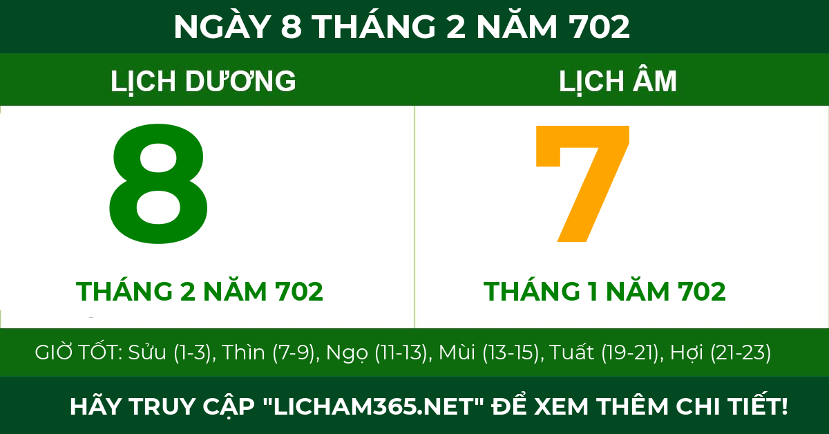 lịch âm ngày 8 tháng 2 năm 702