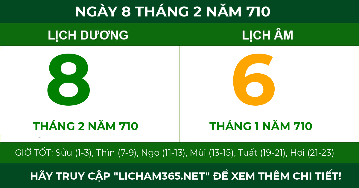 lịch âm ngày 8 tháng 2 năm 710