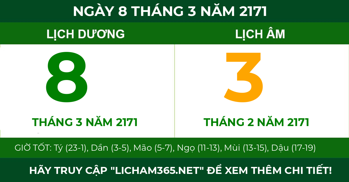 lịch âm ngày 8 tháng 3 năm 2171