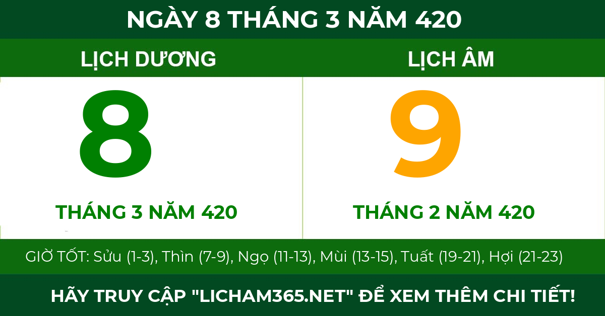lịch âm ngày 8 tháng 3 năm 420