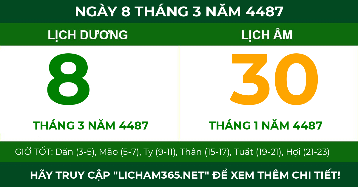 lịch âm ngày 8 tháng 3 năm 4487