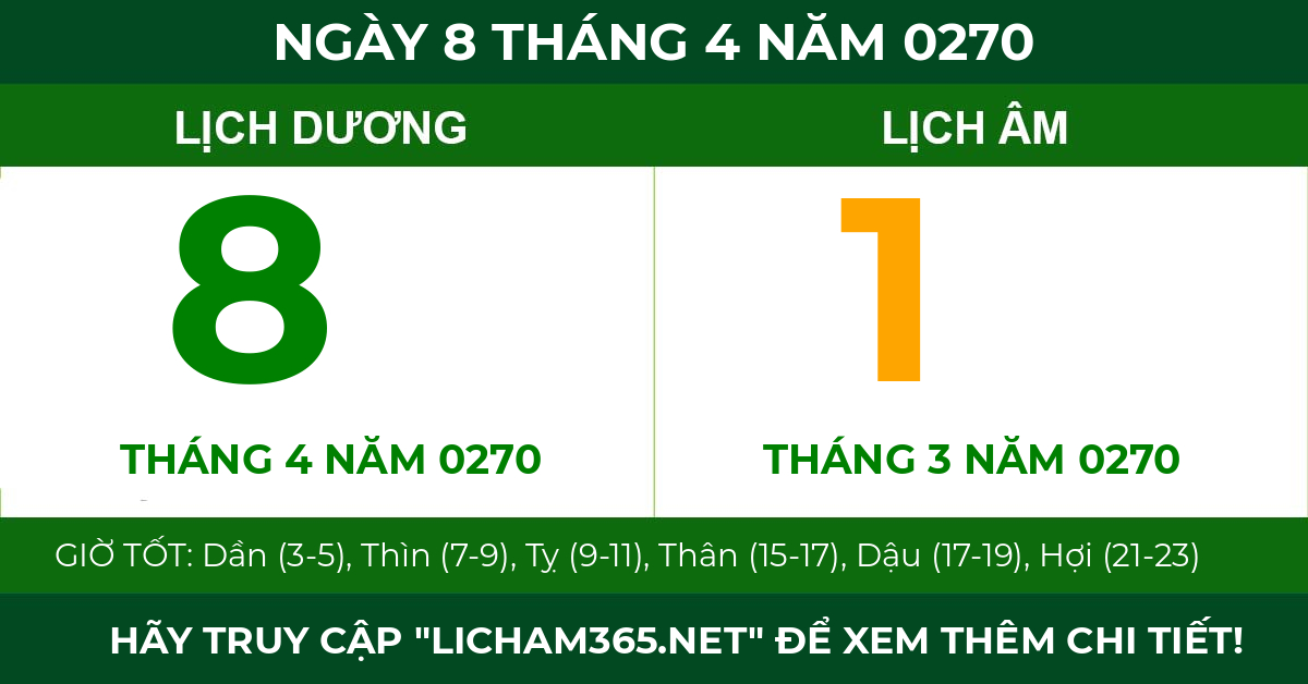 lịch âm ngày 8 tháng 4 năm 0270