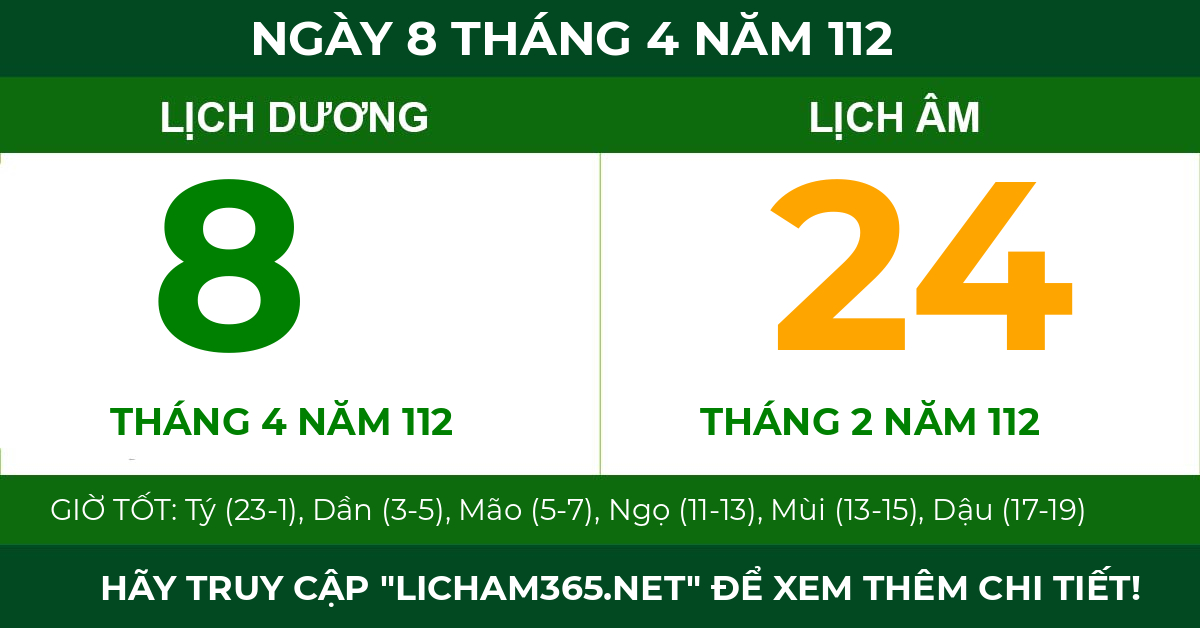 lịch âm ngày 8 tháng 4 năm 112