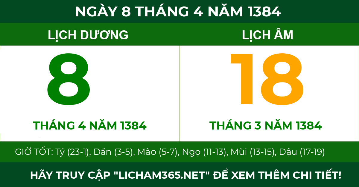 lịch âm ngày 8 tháng 4 năm 1384