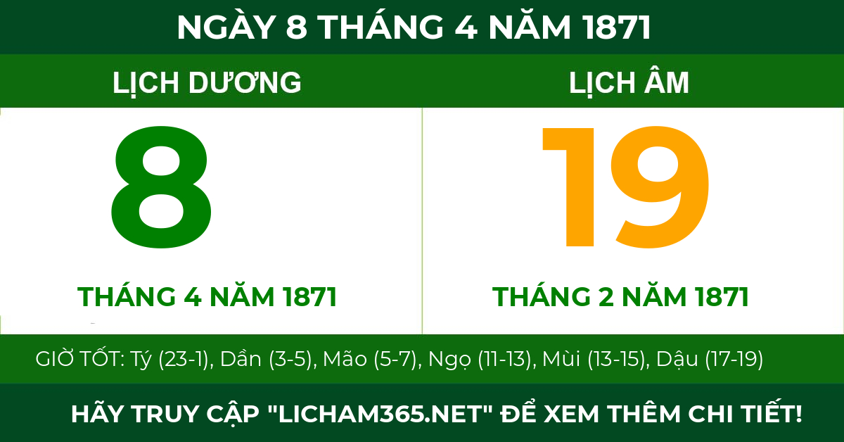 lịch âm ngày 8 tháng 4 năm 1871