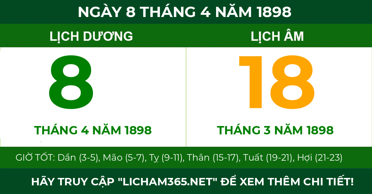 lịch âm ngày 8 tháng 4 năm 1898