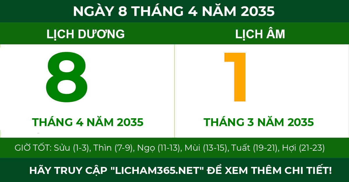 lịch âm ngày 8 tháng 4 năm 2035