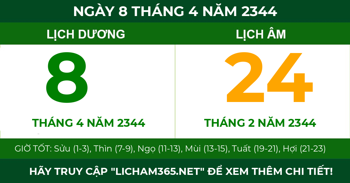 lịch âm ngày 8 tháng 4 năm 2344