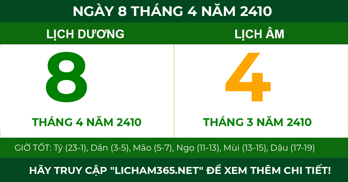 lịch âm ngày 8 tháng 4 năm 2410