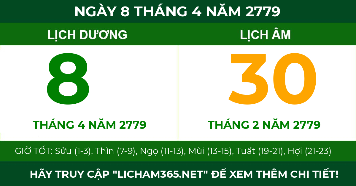 lịch âm ngày 8 tháng 4 năm 2779