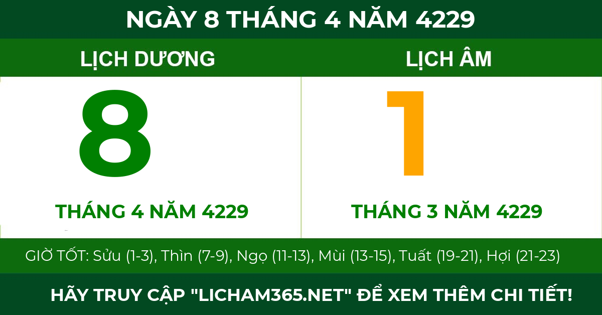 lịch âm ngày 8 tháng 4 năm 4229