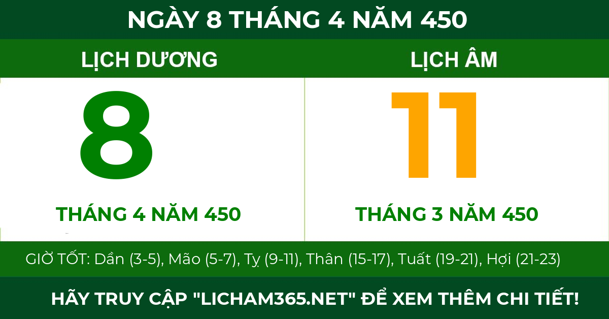 lịch âm ngày 8 tháng 4 năm 450