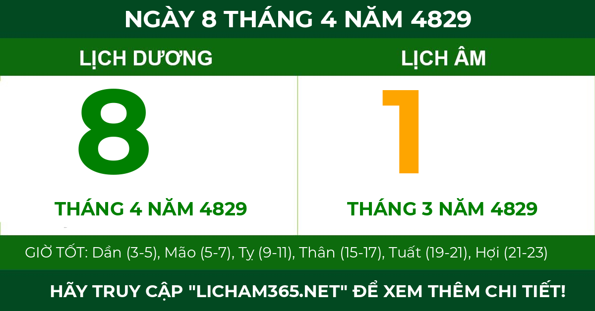lịch âm ngày 8 tháng 4 năm 4829