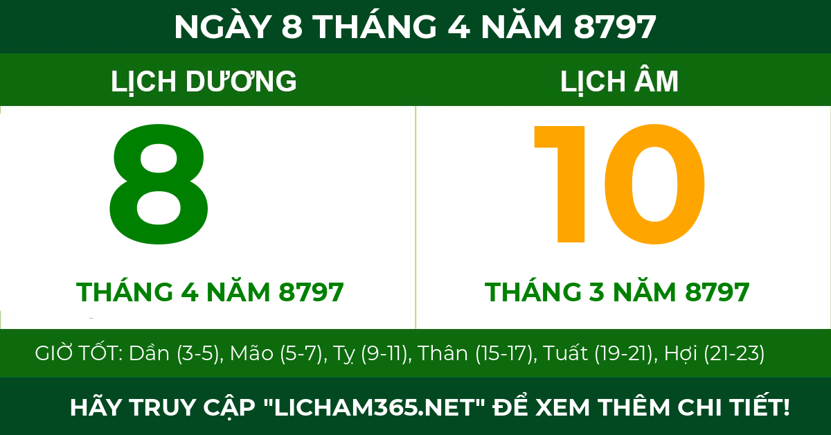 lịch âm ngày 8 tháng 4 năm 8797
