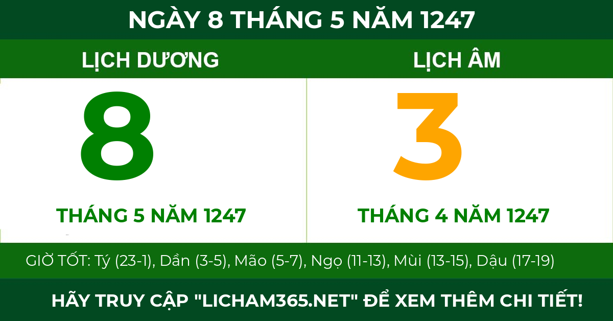 lịch âm ngày 8 tháng 5 năm 1247