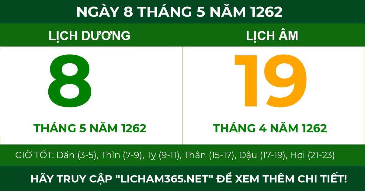 lịch âm ngày 8 tháng 5 năm 1262
