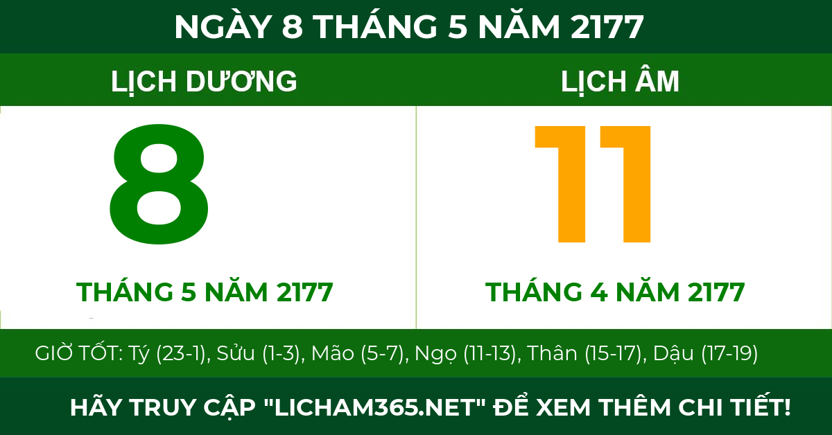 lịch âm ngày 8 tháng 5 năm 2177