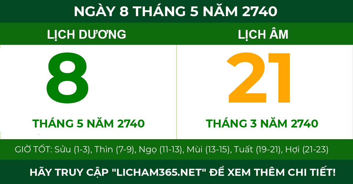 lịch âm ngày 8 tháng 5 năm 2740
