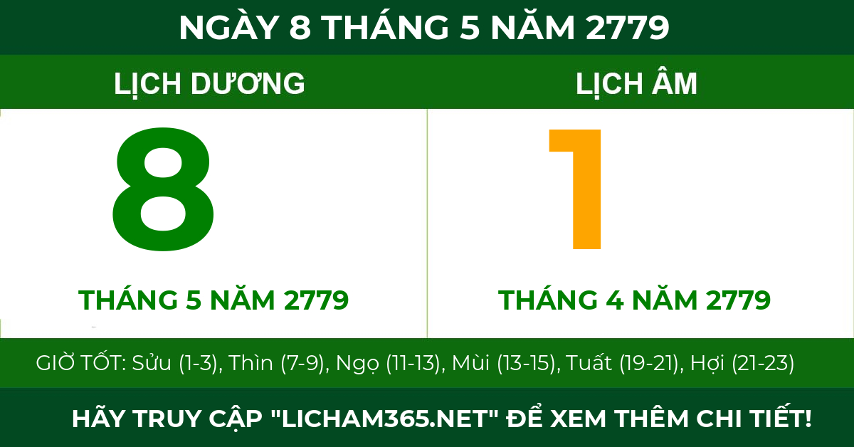 lịch âm ngày 8 tháng 5 năm 2779