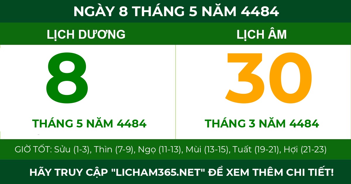 lịch âm ngày 8 tháng 5 năm 4484